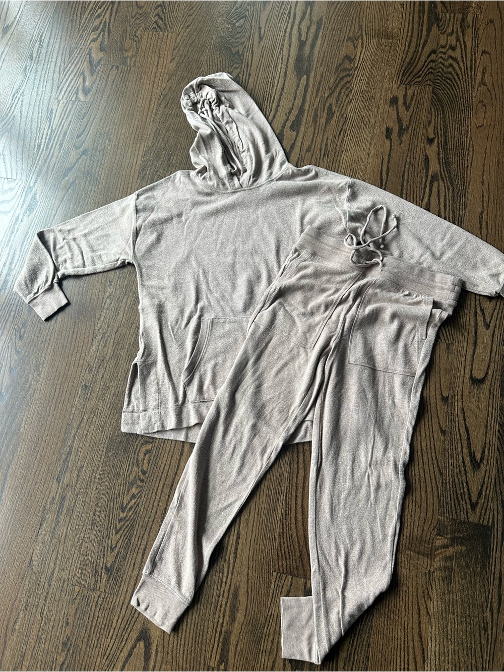 Woman’s Hooded  Set - Soft Taupe Knit Hoodie & Joggers